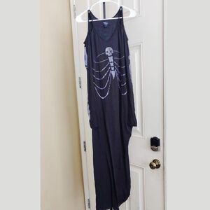 Skeleton Print Black Maxi Dress